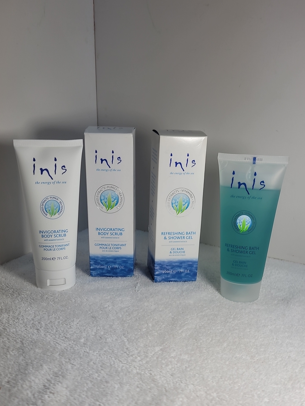 Inis Invigorating Body Scrub & Refreshing Bath Gel - NWOT